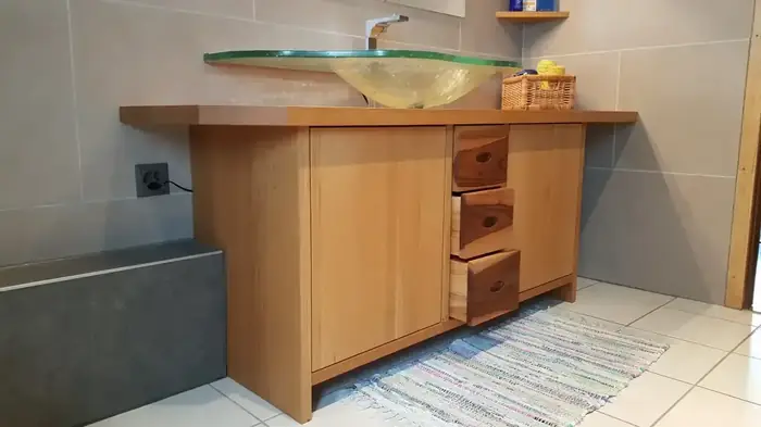 Meuble salle de bain bois sur mesure